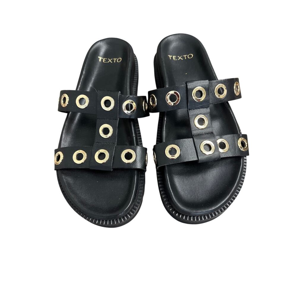 Texto Black Gold Ring Sandals Sz (Fits like) 8